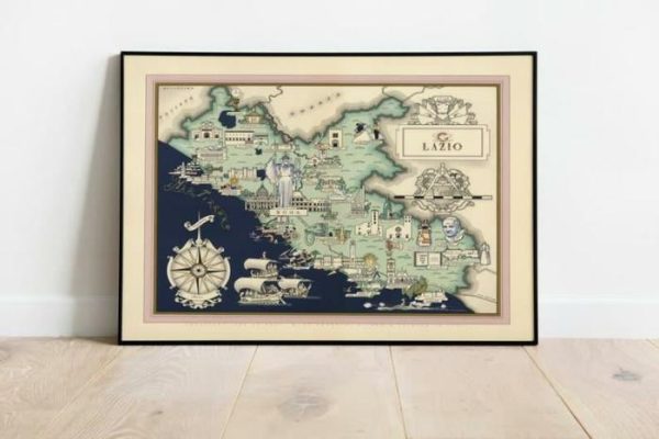 Vintage Wall Art | Lazio Map Print, Art History, 12×16 inches Vintage Wall Art Vintage Wall Art