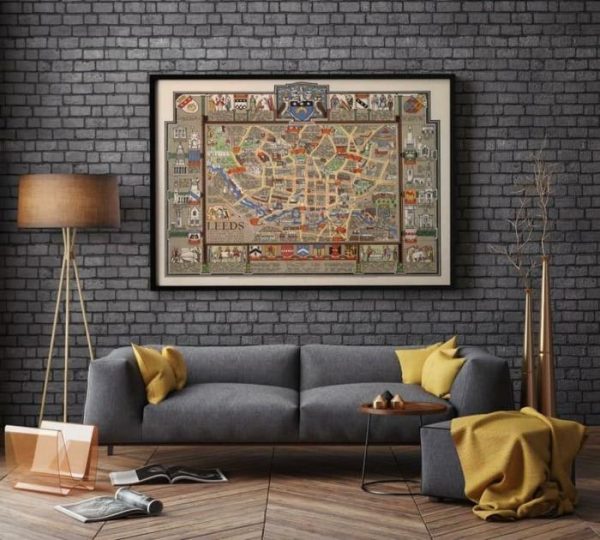 Vintage Wall Art | Leeds Map Print, Fine Art Prints, 16×18 inches Vintage Wall Art Vintage Wall Art