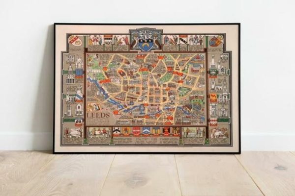 Vintage Wall Art | Leeds Map Print, Fine Art Prints, 16×18 inches Vintage Wall Art Vintage Wall Art