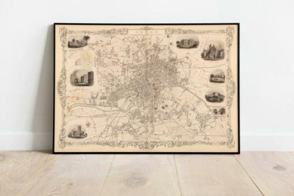 Vintage Wall Art | Leeds Map Print, Fine Art Prints, 16×22 inches Vintage Wall Art Vintage Wall Art