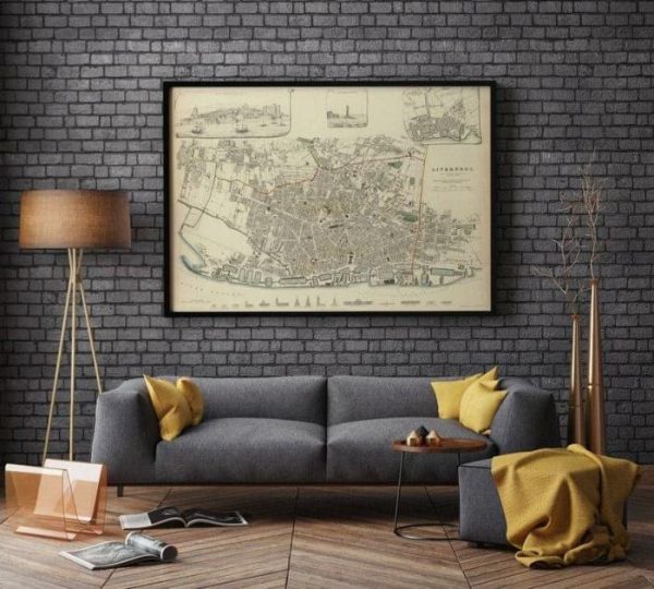 Vintage Wall Art | Liverpool City Map Wall Print, 1836 Liverpool Map, 16×22 inches Vintage Wall Art Vintage Wall Art