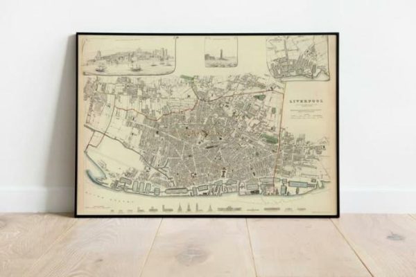 Vintage Wall Art | Liverpool City Map Wall Print, 1836 Liverpool Map, 16×22 inches Vintage Wall Art Vintage Wall Art