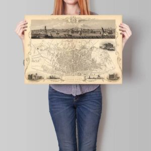 Vintage Wall Art | Liverpool City Map Wall Print, Framed Map Wall Decor, 20×28 inches Vintage Wall Art Vintage Wall Art