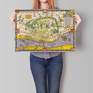 Vintage Wall Art | Liverpool Map Wall Print, Framed Map Wall Decor, 14×20 inches Vintage Wall Art Vintage Wall Art