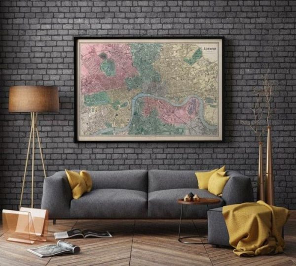 Vintage Wall Art | London Map Print, Fine Art Prints, 12×20 inches Vintage Wall Art Vintage Wall Art