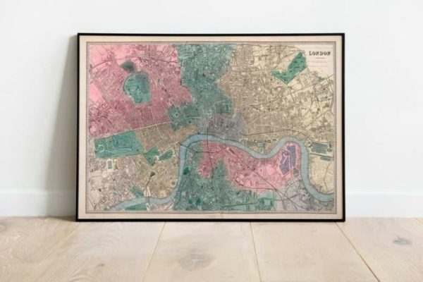 Vintage Wall Art | London Map Print, Fine Art Prints, 12×20 inches Vintage Wall Art Vintage Wall Art