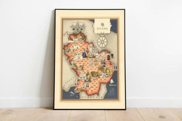 Vintage Wall Art | Lucania Map Print, Art History, 12×16 inches Vintage Wall Art Vintage Wall Art