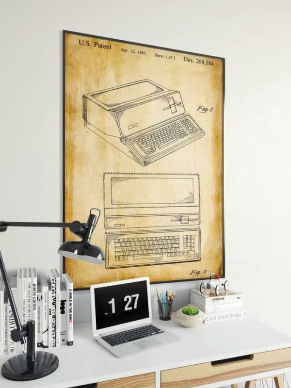 Vintage Wall Art | Macintosh Patent Print, Framed Art Print, 24×32 inches Vintage Wall Art Vintage Wall Art