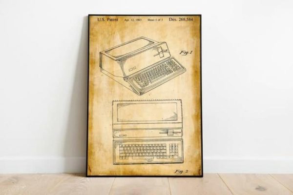 Vintage Wall Art | Macintosh Patent Print, Framed Art Print, 24×32 inches Vintage Wall Art Vintage Wall Art