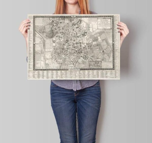 Vintage Wall Art | Madrid City Map Wall Print, Framed Map Wall Decor, 20×28 inches Vintage Wall Art Vintage Wall Art