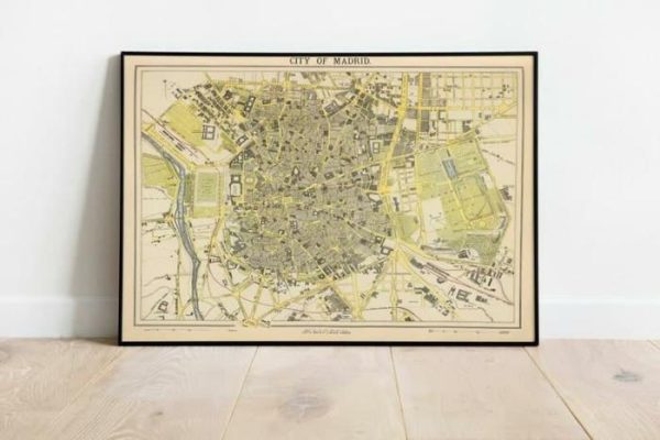 Vintage Wall Art | Madrid Map Print, Art History, 20×22 inches Vintage Wall Art Vintage Wall Art