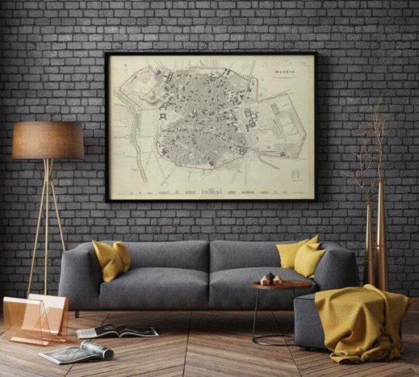 Vintage Wall Art | Madrid Map Print, Fine Art Prints, 16×18 inches Vintage Wall Art Vintage Wall Art