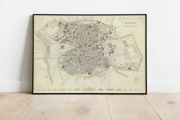 Vintage Wall Art | Madrid Map Print, Fine Art Prints, 16×18 inches Vintage Wall Art Vintage Wall Art