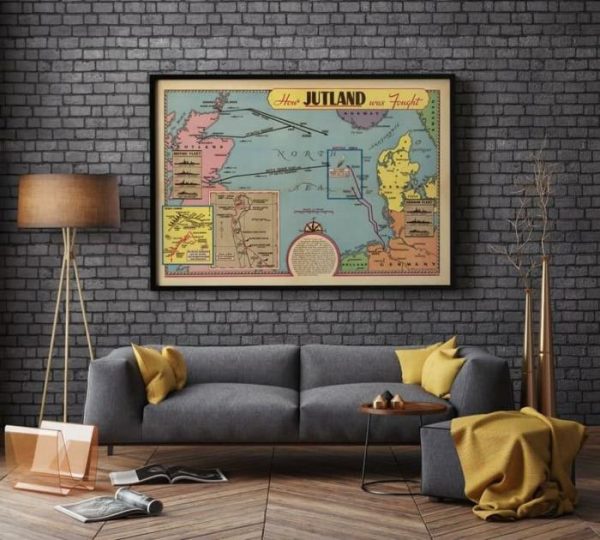 Vintage Wall Art | Map Of Battle Of Jutland, World War 1 Poster, 16×24 inches Vintage Wall Art Vintage Wall Art