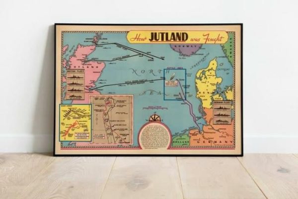 Vintage Wall Art | Map Of Battle Of Jutland, World War 1 Poster, 16×24 inches Vintage Wall Art Vintage Wall Art