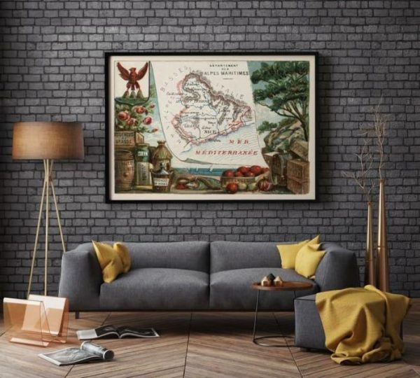 Vintage Wall Art | Map Of Department Of Alpes Maritimes, France, Nice Wall Art, 24×32 inches Vintage Wall Art Vintage Wall Art