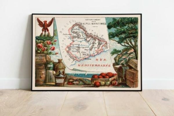 Vintage Wall Art | Map Of Department Of Alpes Maritimes, France, Nice Wall Art, 24×32 inches Vintage Wall Art Vintage Wall Art