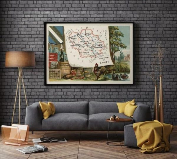 Vintage Wall Art | Map Of Department Of Aube, France, Troyes Wall Art, 20×28 inches Vintage Wall Art Vintage Wall Art