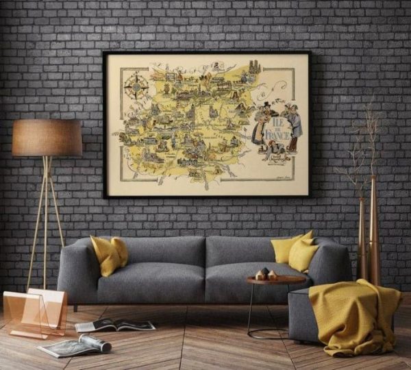 Vintage Wall Art | Map Of Department Of Ile De France, France, France Wall Art, 12×16 inches Vintage Wall Art Vintage Wall Art