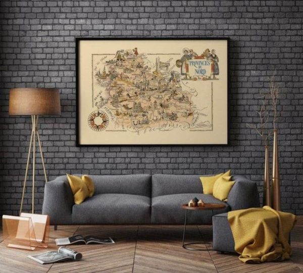 Vintage Wall Art | Map Of Department Of Provinces Du Nord, France, France Wall Art, 16×22 inches Vintage Wall Art Vintage Wall Art