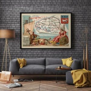 Vintage Wall Art | Map Of Department Of Seine Maritime, France, Rouen Wall Art, 12×16 inches Vintage Wall Art Vintage Wall Art