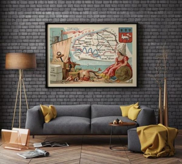 Vintage Wall Art | Map Of Department Of Seine Maritime, France, Rouen Wall Art, 12×16 inches Vintage Wall Art Vintage Wall Art