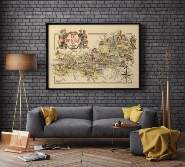 Vintage Wall Art | Map Of Department Of Val De Loire, France, France Wall Art, 28×40 inches Vintage Wall Art Vintage Wall Art