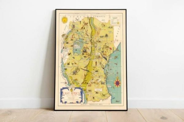 Vintage Wall Art | Map Of East Africa 1940, Poster Print, 24×30 inches Vintage Wall Art Vintage Wall Art