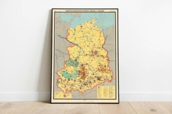 Vintage Wall Art | Map Of East Germany Post World War 2, Germany Map Print, 20×28 inches Vintage Wall Art Vintage Wall Art