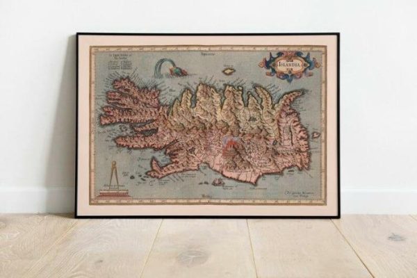 Vintage Wall Art | Map Of Iceland 1623, Gerardus Mercator, 16×22 inches Vintage Wall Art Vintage Wall Art