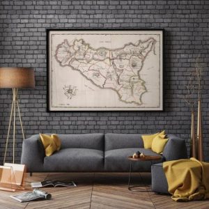 Vintage Wall Art | Map Of Island Of Sicily, Vintage Sicily Map Print, 12×16 inches Vintage Wall Art Vintage Wall Art