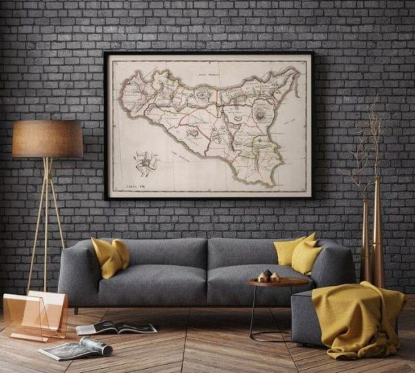 Vintage Wall Art | Map Of Island Of Sicily, Vintage Sicily Map Print, 12×16 inches Vintage Wall Art Vintage Wall Art