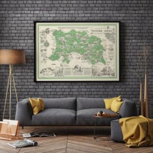 Vintage Wall Art | Map Of Jersey Island, Channel Islands, 20×28 inches Vintage Wall Art Vintage Wall Art