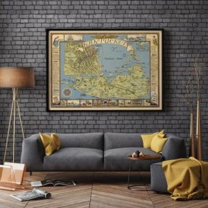 Vintage Wall Art | Map Of Nantucket, Cape Cod Map Print, 16×22 inches Vintage Wall Art Vintage Wall Art