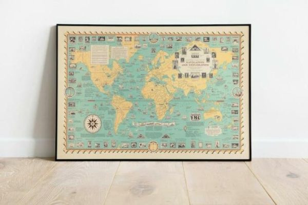 Vintage Wall Art | Map Of Navigation And Exploration, Art History, 24×36 inches Vintage Wall Art Vintage Wall Art