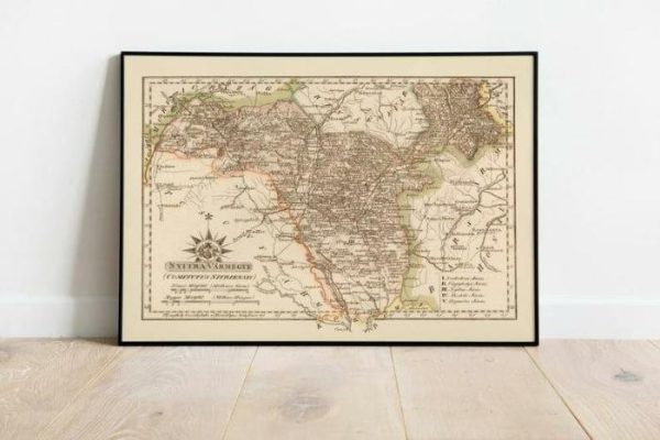 Vintage Wall Art | Map Of Nitra 1802, Slovakia Maps, 12×16 inches Vintage Wall Art Vintage Wall Art