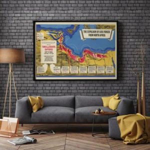 Vintage Wall Art | Map Of North Africa In World War 2, Tunis Map Print, 14×26 inches Vintage Wall Art Vintage Wall Art