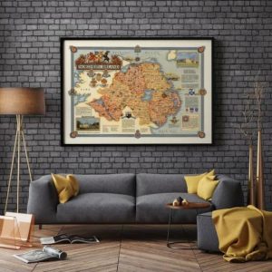 Vintage Wall Art | Map Of Northern Ireland, Northern Ireland Map Wall Art, 24×30 inches Vintage Wall Art Vintage Wall Art