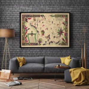 Vintage Wall Art | Map Of Painters Of France, Art History, 14×20 inches Vintage Wall Art Vintage Wall Art