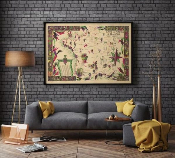 Vintage Wall Art | Map Of Painters Of France, Art History, 14×20 inches Vintage Wall Art Vintage Wall Art