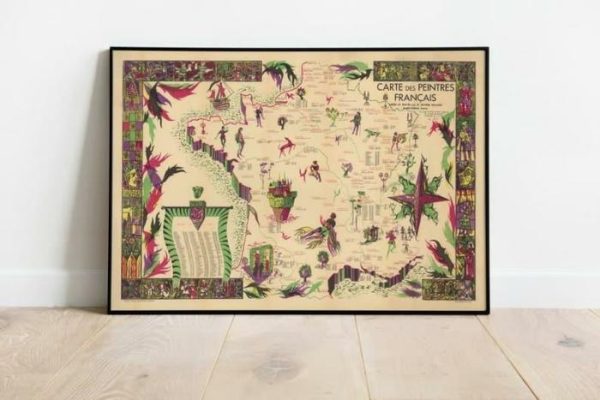 Vintage Wall Art | Map Of Painters Of France, Art History, 14×20 inches Vintage Wall Art Vintage Wall Art