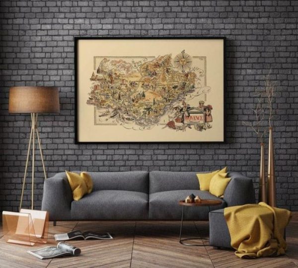 Vintage Wall Art | Map Of Region Of Provence, France, France Wall Art, 12×16 inches Vintage Wall Art Vintage Wall Art