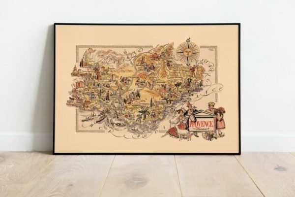 Vintage Wall Art | Map Of Region Of Provence, France, France Wall Art, 12×16 inches Vintage Wall Art Vintage Wall Art