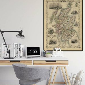 Vintage Wall Art | Map Of Scotland 1851, Old Map Poster Wall Art, 24×30 inches Vintage Wall Art Vintage Wall Art