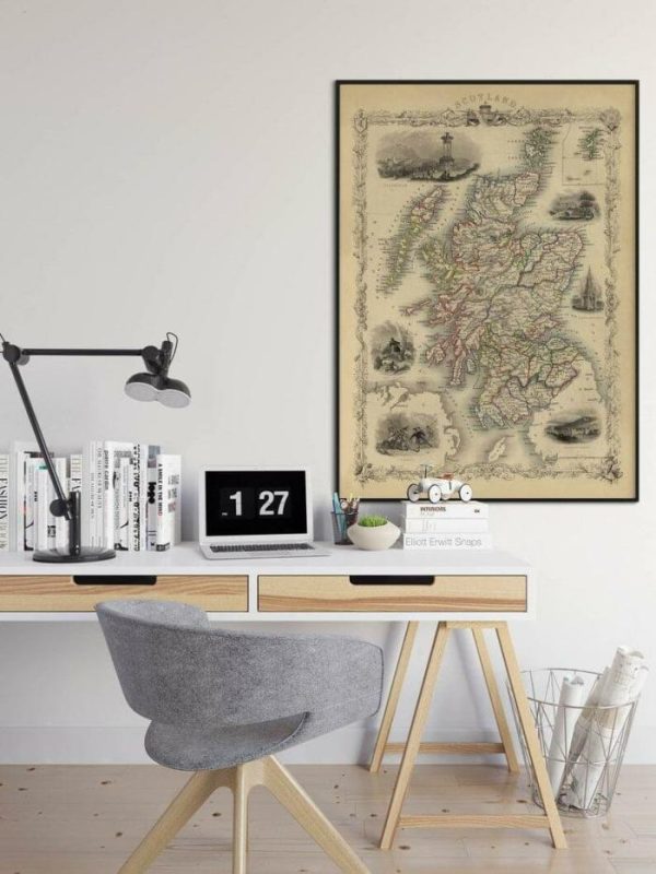 Vintage Wall Art | Map Of Scotland 1851, Old Map Poster Wall Art, 24×30 inches Vintage Wall Art Vintage Wall Art