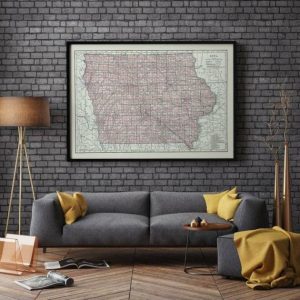 Vintage Wall Art | Map Of State Of Iowa, Vintage Iowa Map Print, 16×22 inches Vintage Wall Art Vintage Wall Art