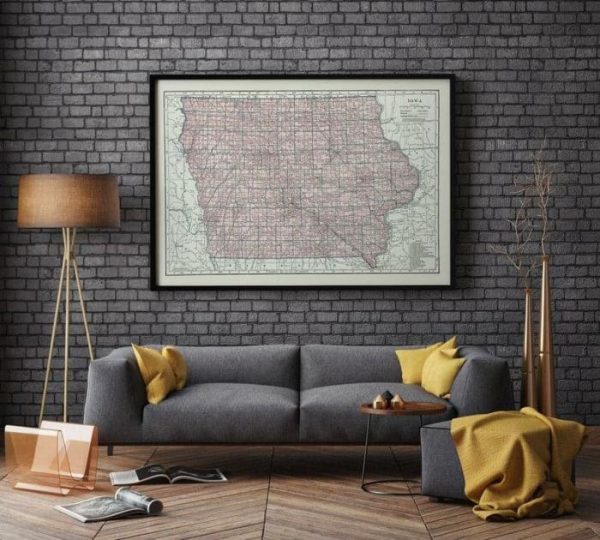 Vintage Wall Art | Map Of State Of Iowa, Vintage Iowa Map Print, 16×22 inches Vintage Wall Art Vintage Wall Art