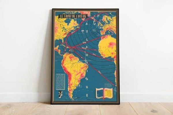 Vintage Wall Art | Map Of The Atlantic In World War 2, Ww2 Map Poster Print, 20×28 inches Vintage Wall Art Vintage Wall Art