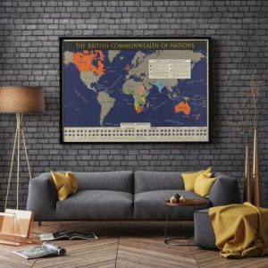 Vintage Wall Art | Map Of The British Commonwealth Of Nations 1942, Framed Map Print, 16×24 inches Vintage Wall Art Vintage Wall Art