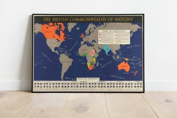 Vintage Wall Art | Map Of The British Commonwealth Of Nations 1942, Framed Map Print, 16×24 inches Vintage Wall Art Vintage Wall Art